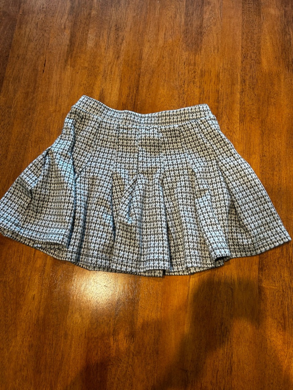 Altar'd State Green and Blue Houndstooth Pleated Mini Skirt